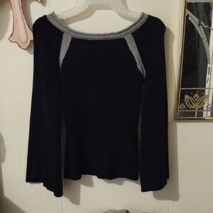 Off-the-Shoulder Black and Gray Sweater